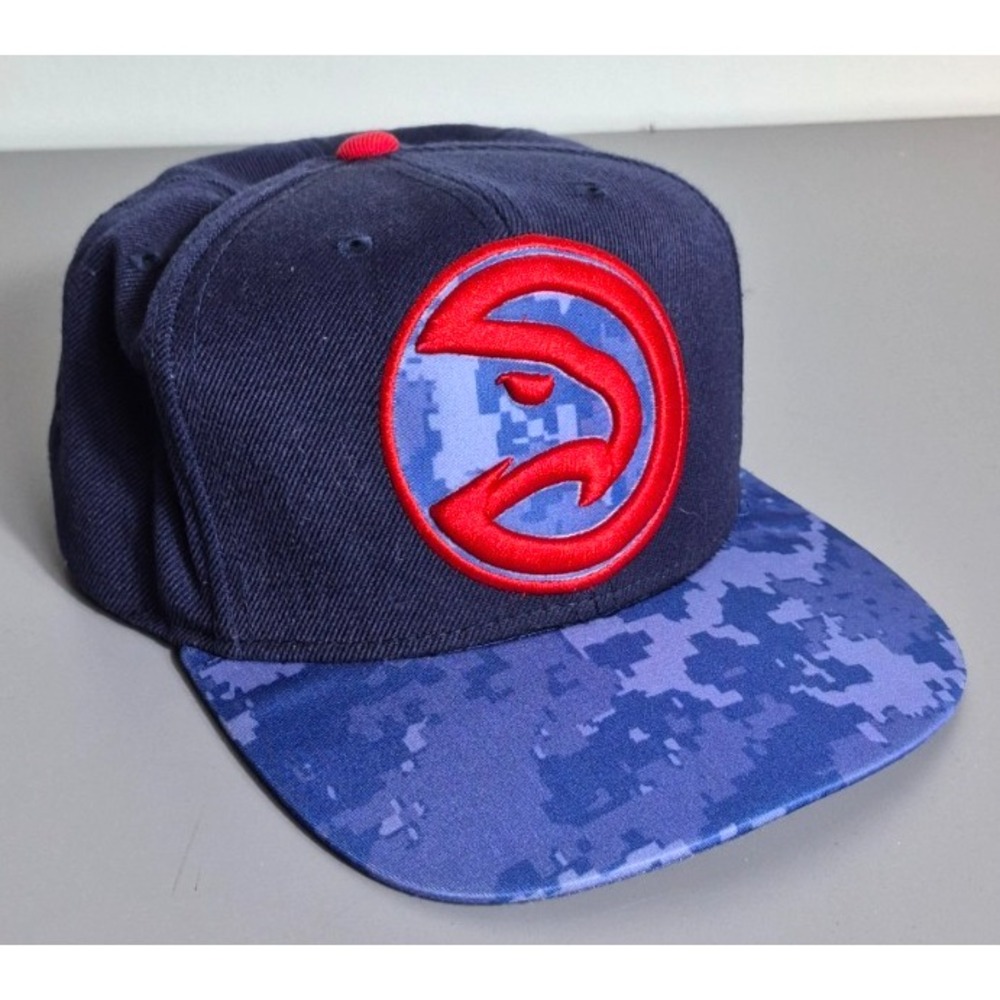 Atlanta Hawks Adidas Snap-Back Hat Blue Camo Old Hawks Logo One Size Fits All